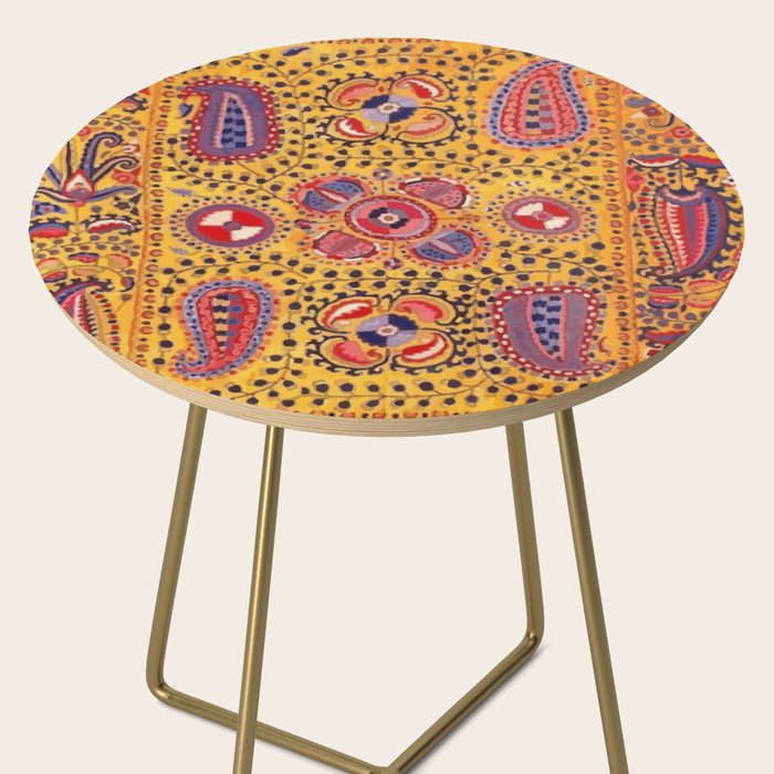 19th Century Uzbekistan Suzani with Gold Background  Side Table Gallery Image 2