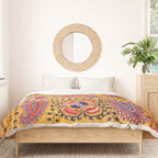 19th Century Uzbekistan Suzani with Gold Background  Duvet Cover Gallery Image 3