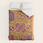 19th Century Uzbekistan Suzani with Gold Background  Duvet Cover Gallery Image 6
