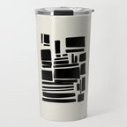 Black & White Minimalist Abstract Shapes Patterns Black Ink Painting Travel Mug Gallery Image 1