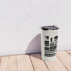 Black & White Minimalist Abstract Shapes Patterns Black Ink Painting Travel Mug Gallery Image 4