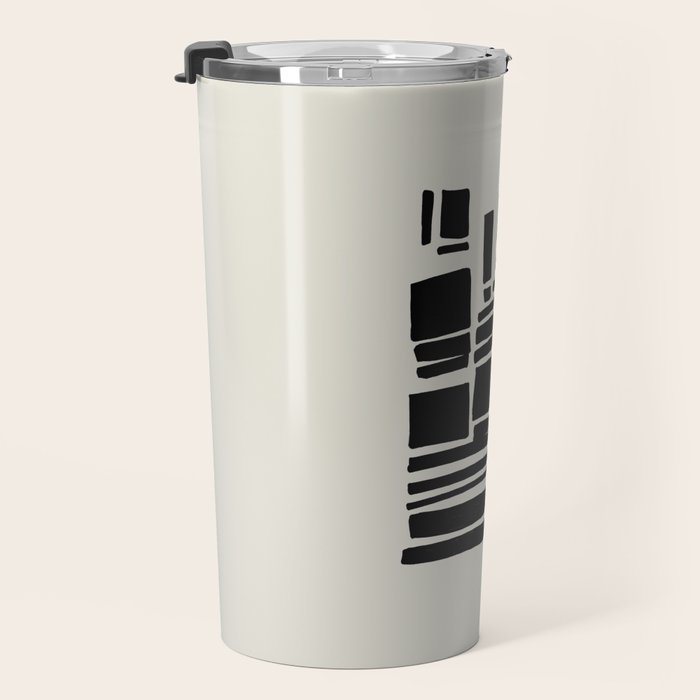 Black & White Minimalist Abstract Shapes Patterns Black Ink Painting Travel Mug Gallery Image 3