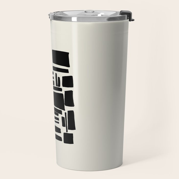 Black & White Minimalist Abstract Shapes Patterns Black Ink Painting Travel Mug Gallery Image 2