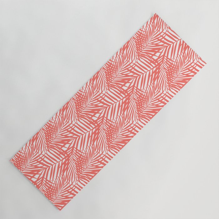 Palm Fronds in Living Coral Yoga Mat Gallery Image 1