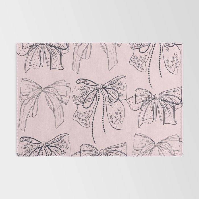 Romantic Lace Bows Pink Pattern Rug Gallery Image 2