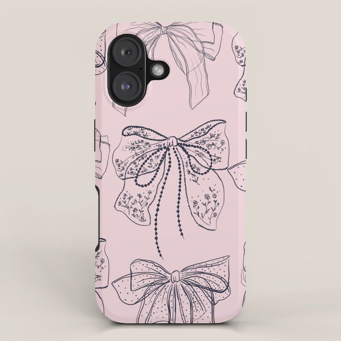 Romantic Lace Bows Pink Pattern iPhone Case Gallery Image 1