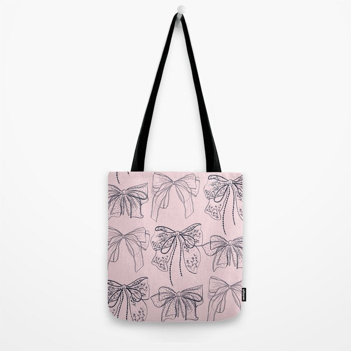 Romantic Lace Bows Pink Pattern Tote Bag Gallery Image 2