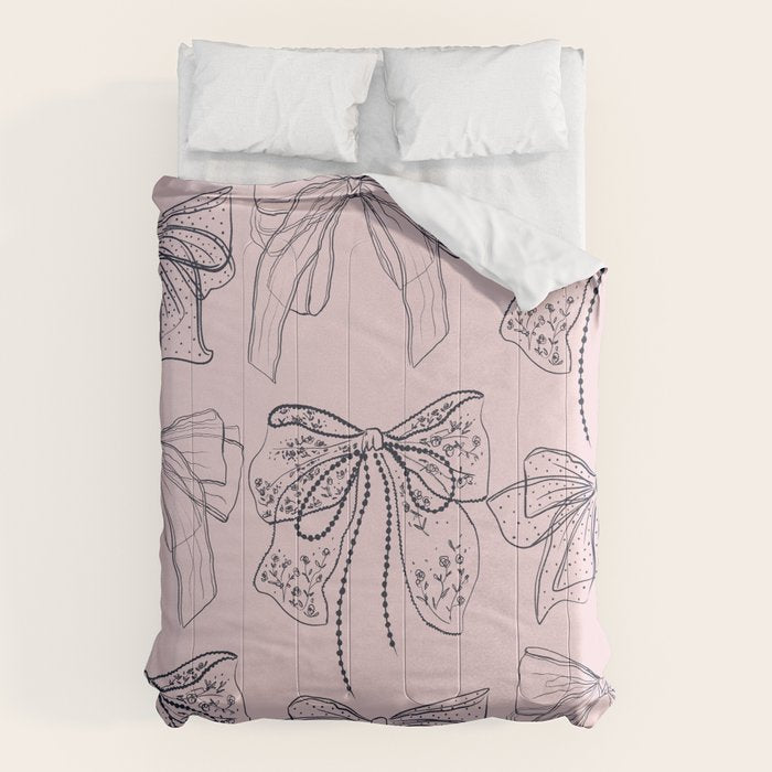 Romantic Lace Bows Pink Pattern Comforter Gallery Image 6