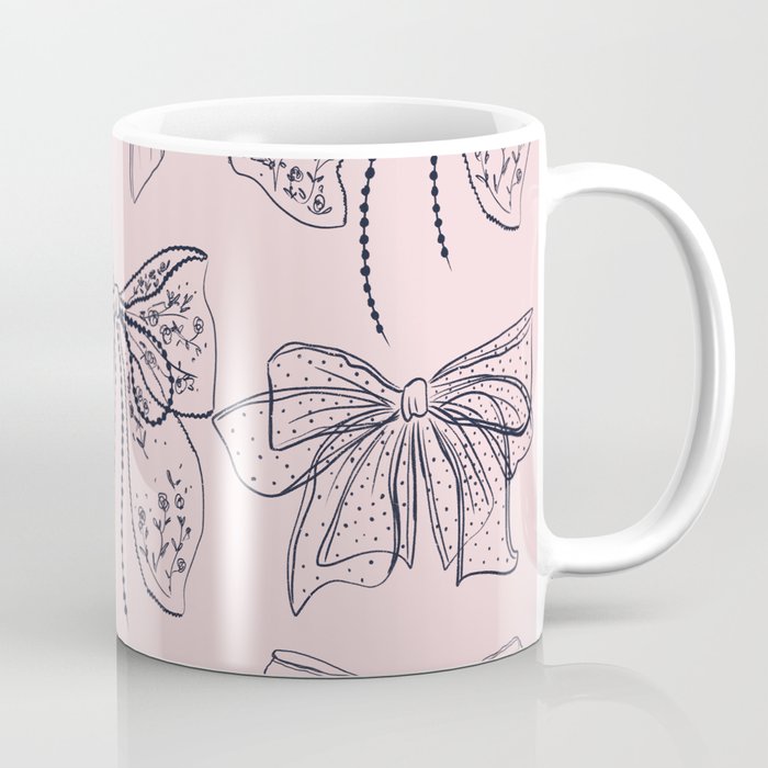 Romantic Lace Bows Pink Pattern Coffee Mug Gallery Image 1