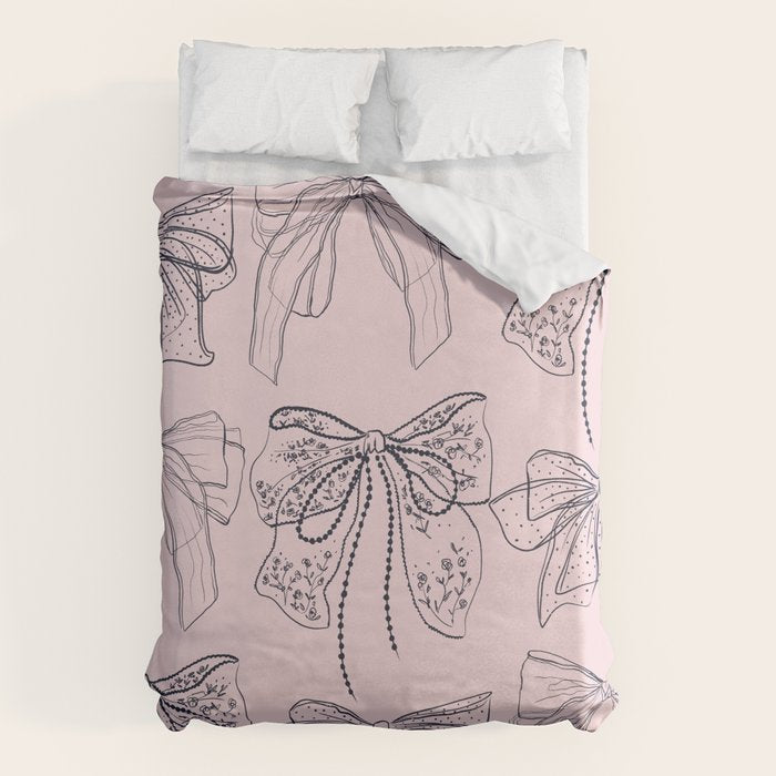 Romantic Lace Bows Pink Pattern Duvet Cover Gallery Image 6