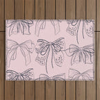 Romantic Lace Bows Pink Pattern Outdoor Rug Gallery Image 1