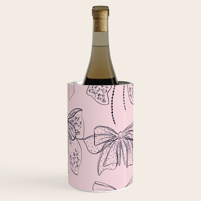 Romantic Lace Bows Pink Pattern Wine Chiller Gallery Image 3