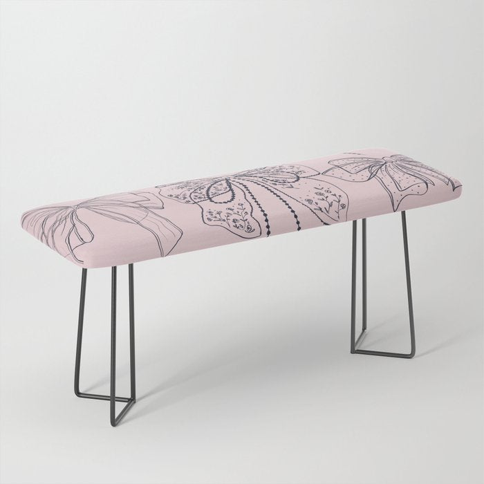 Romantic Lace Bows Pink Pattern Bench Gallery Image 1
