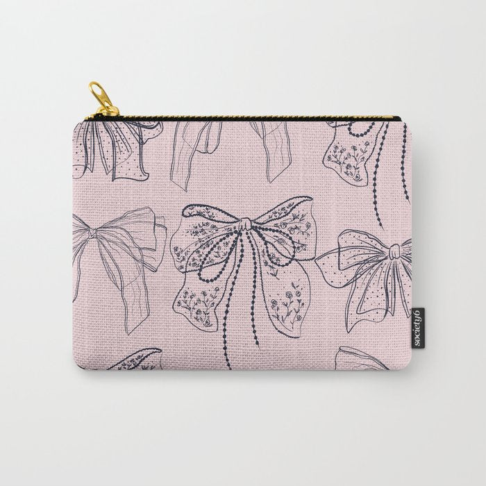 Romantic Lace Bows Pink Pattern Carry All Pouch Gallery Image 1