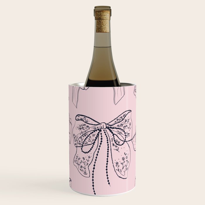 Romantic Lace Bows Pink Pattern Wine Chiller Gallery Image 1