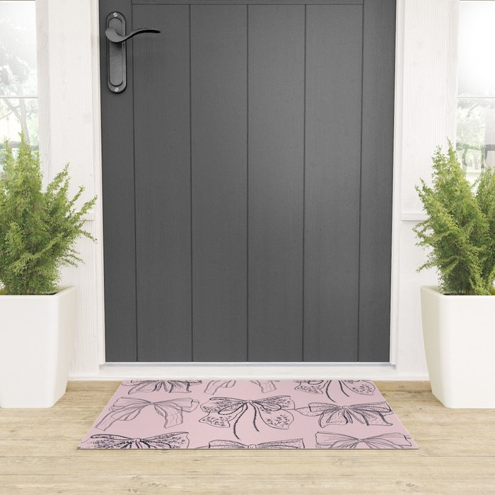 Romantic Lace Bows Pink Pattern Welcome Mat Gallery Image 3
