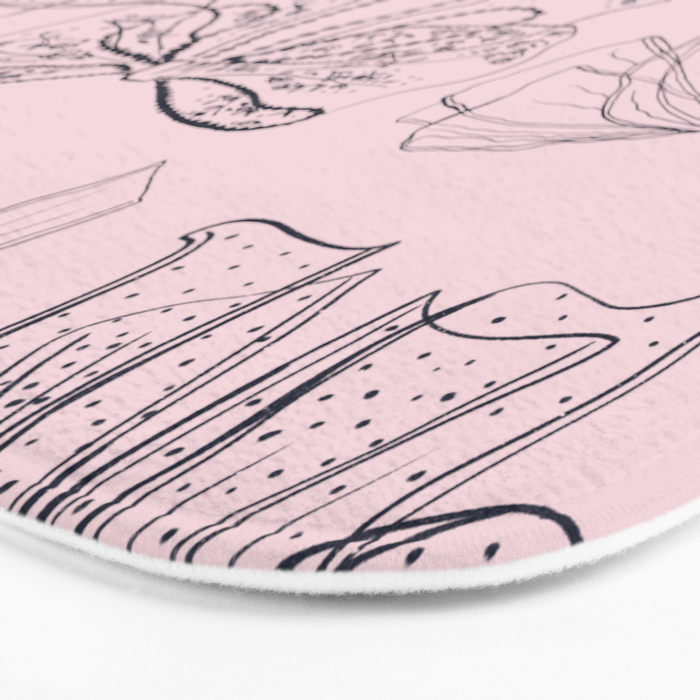 Romantic Lace Bows Pink Pattern Bath Mat Gallery Image 3