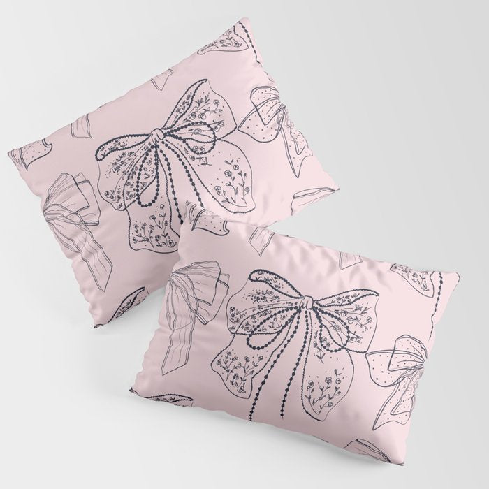 Romantic Lace Bows Pink Pattern Pillow Sham Gallery Image 3