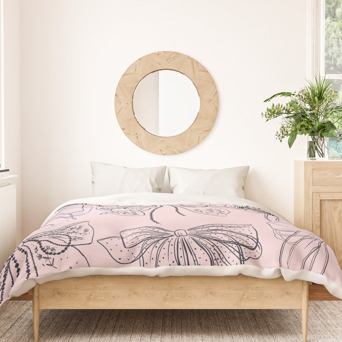 Romantic Lace Bows Pink Pattern Duvet Cover Gallery Image 3