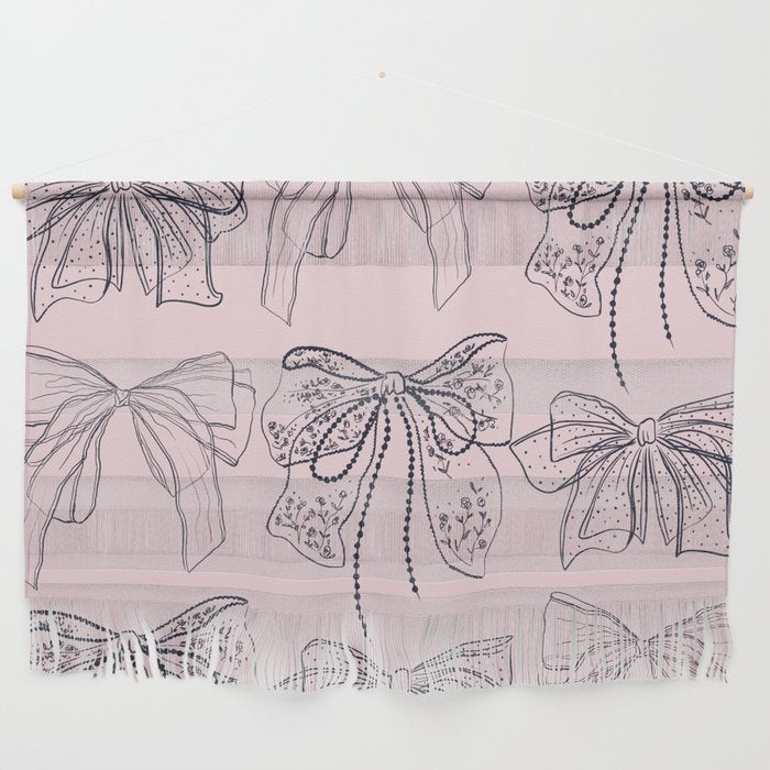 Romantic Lace Bows Pink Pattern Wall Hanging Gallery Image 1