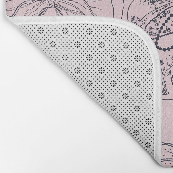 Romantic Lace Bows Pink Pattern Bath Mat Gallery Image 2