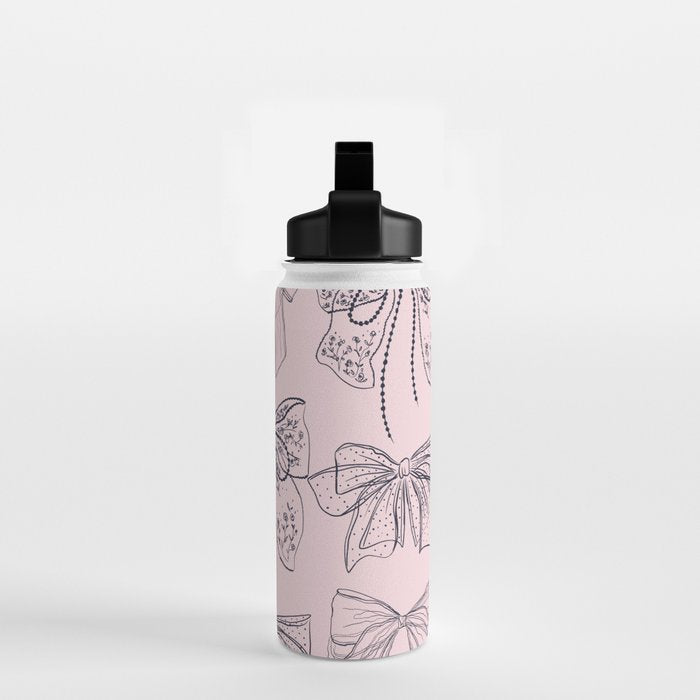 Romantic Lace Bows Pink Pattern Water Bottle Gallery Image 2
