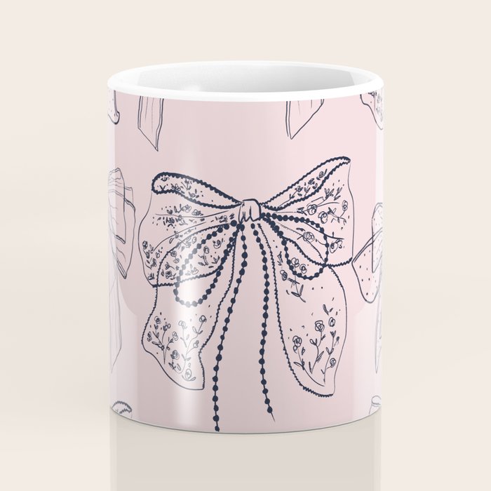 Romantic Lace Bows Pink Pattern Coffee Mug Gallery Image 4