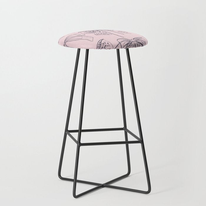 Romantic Lace Bows Pink Pattern Stool Gallery Image 1