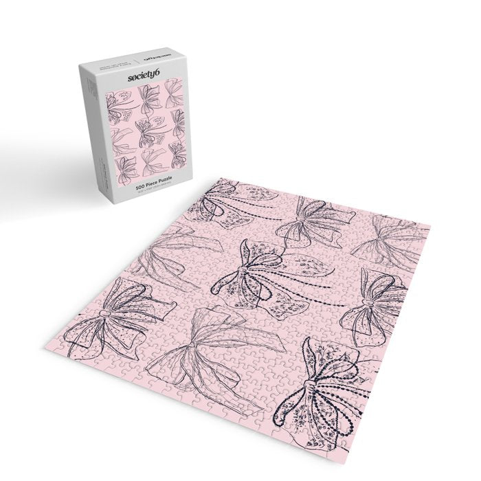 Romantic Lace Bows Pink Pattern Jigsaw Puzzle Gallery Image 2