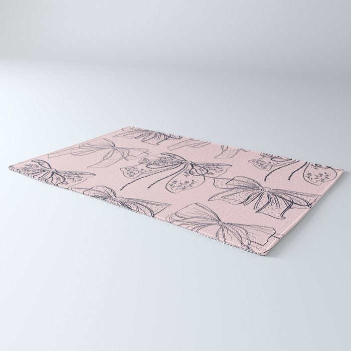 Romantic Lace Bows Pink Pattern Rug Gallery Image 3