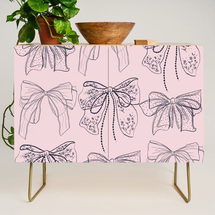 Romantic Lace Bows Pink Pattern Credenza Gallery Image 1