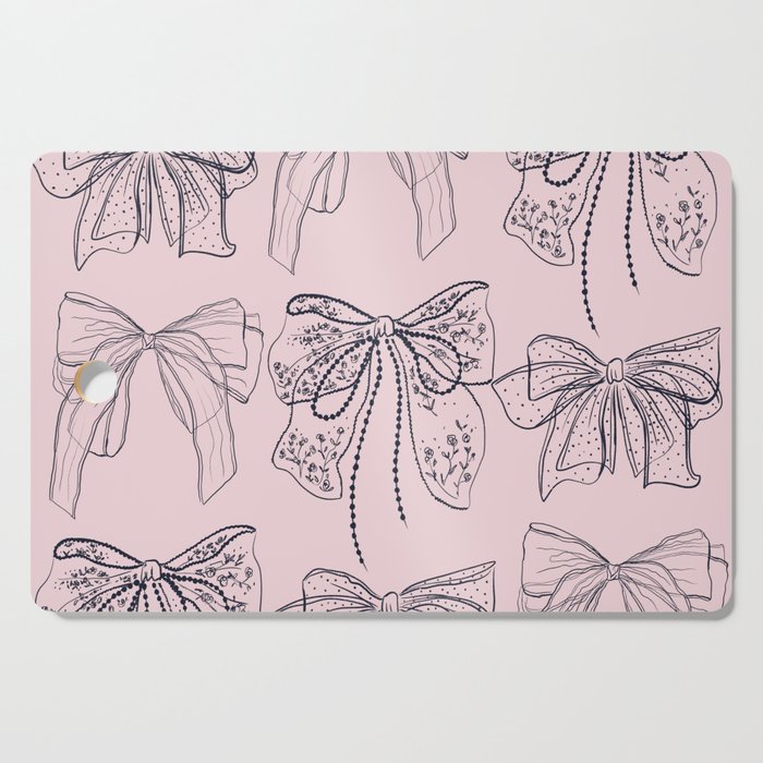 Romantic Lace Bows Pink Pattern Cutting Board Gallery Image 1