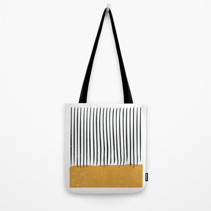 (White Background) Mid Century Modern Minimalist Rothko Inspired Color Field With Lines Geometric Style  Tote Bag Gallery Image 2