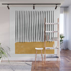 (White Background) Mid Century Modern Minimalist Rothko Inspired Color Field With Lines Geometric Style  Wall Mural Gallery Image 1