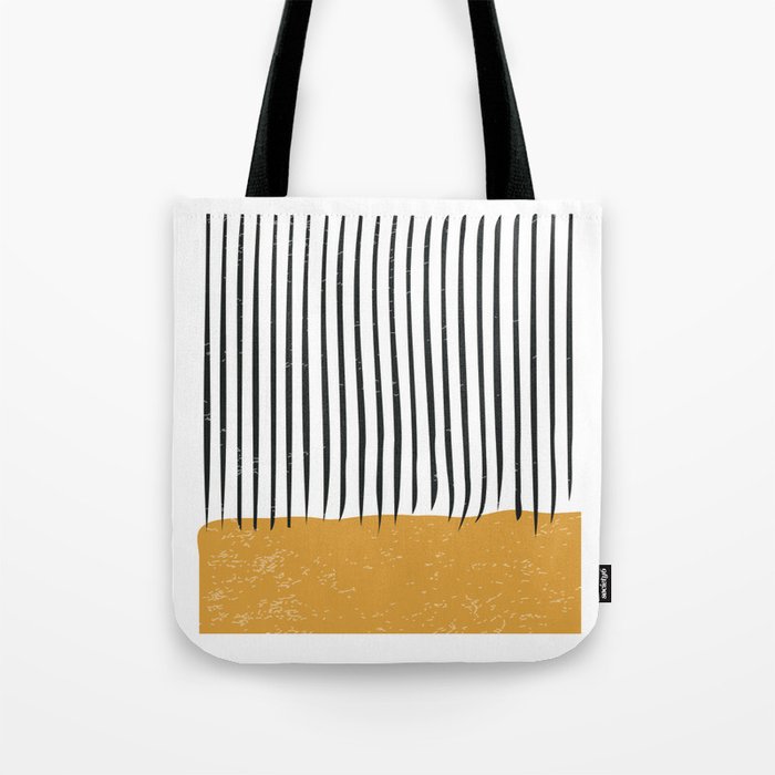 (White Background) Mid Century Modern Minimalist Rothko Inspired Color Field With Lines Geometric Style  Tote Bag Gallery Image 1
