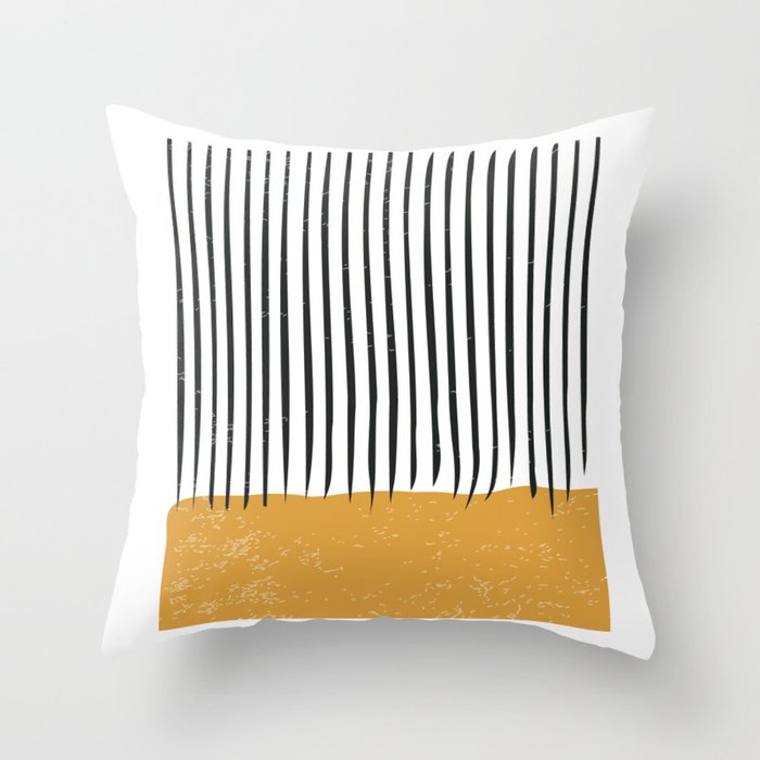(White Background) Mid Century Modern Minimalist Rothko Inspired Color Field With Lines Geometric Style  Throw Pillow Gallery Image 1