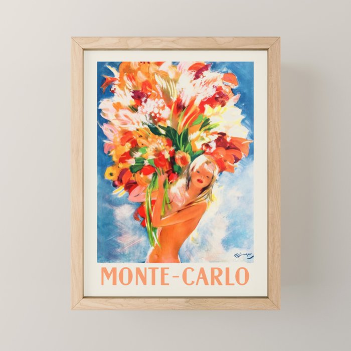 Monte Carlo Vintage Travel Poster in Pin-Up Style, 1950 Mini Art Print Gallery Image 1
