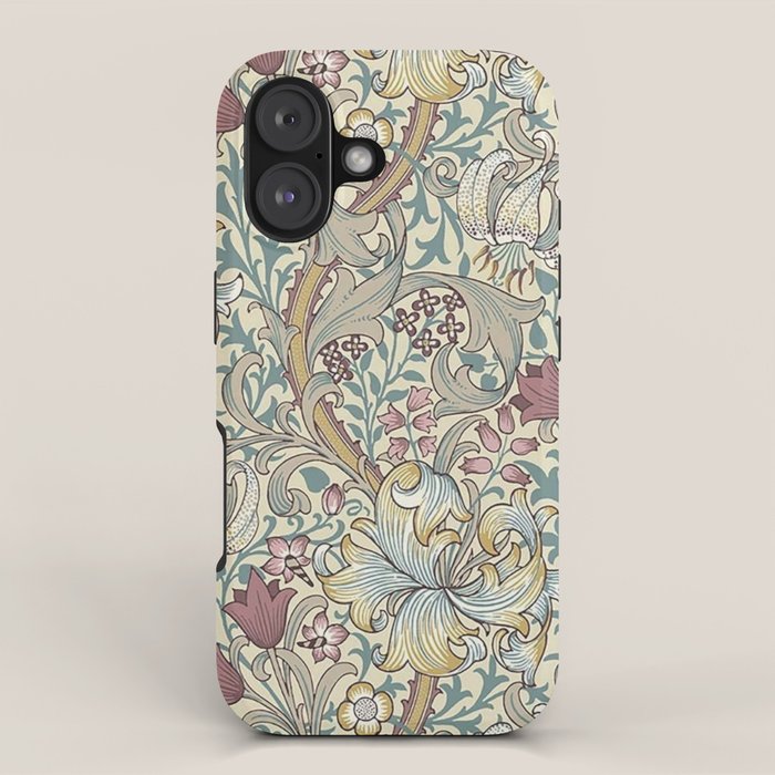 William Morris Vintage Golden Lily Dusky Plum & Ivory iPhone Case Gallery Image 1