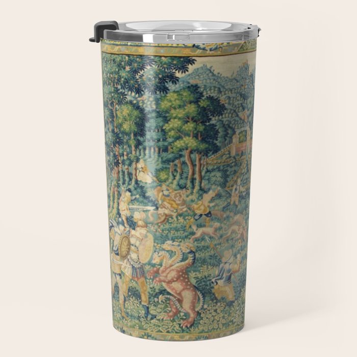 Antique 17th Century Flemish Verdure Landscape Tapestry Travel Mug Gallery Image 3