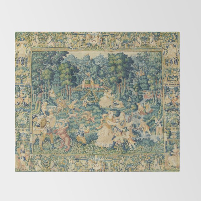 Antique 17th Century Flemish Verdure Landscape Tapestry Throw Blanket Gallery Image 2