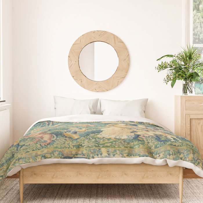 Antique 17th Century Flemish Verdure Landscape Tapestry Duvet Cover Gallery Image 3