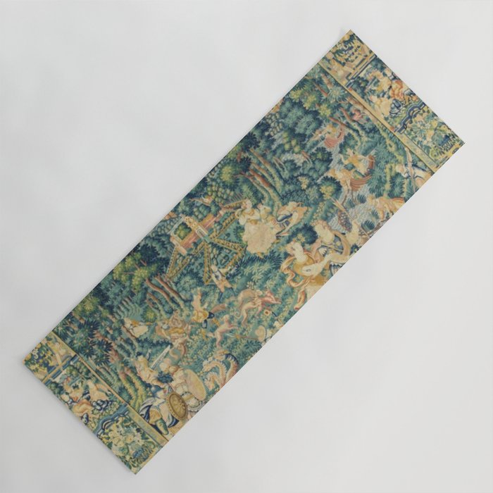 Antique 17th Century Flemish Verdure Landscape Tapestry Yoga Mat Gallery Image 1