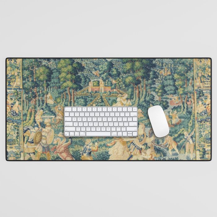 Antique 17th Century Flemish Verdure Landscape Tapestry Desk Mat Gallery Image 1