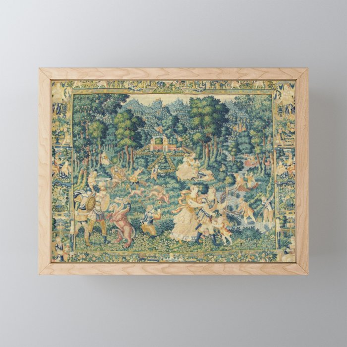 Antique 17th Century Flemish Verdure Landscape Tapestry Mini Art Print Gallery Image 1