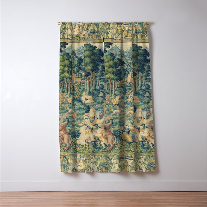 Antique 17th Century Flemish Verdure Landscape Tapestry Window Curtain Gallery Image 3