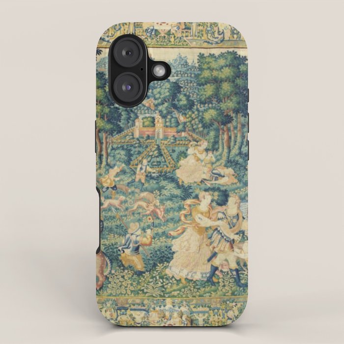 Antique 17th Century Flemish Verdure Landscape Tapestry iPhone Case Gallery Image 1