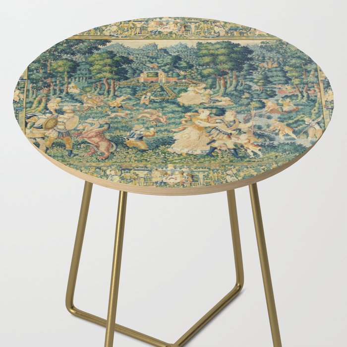Antique 17th Century Flemish Verdure Landscape Tapestry Side Table Gallery Image 2