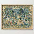 Antique 17th Century Flemish Verdure Landscape Tapestry Serving Tray Gallery Image 1