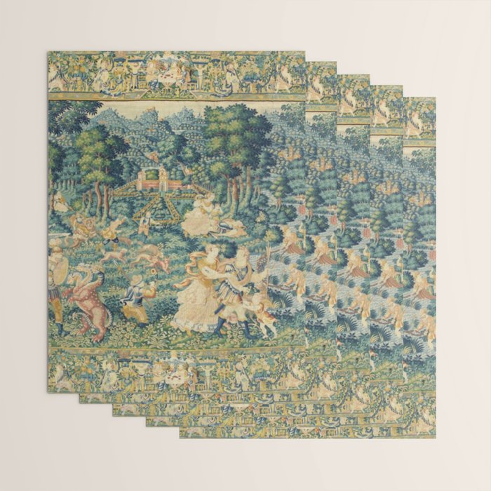 Antique 17th Century Flemish Verdure Landscape Tapestry Wrapping Paper Gallery Image 3