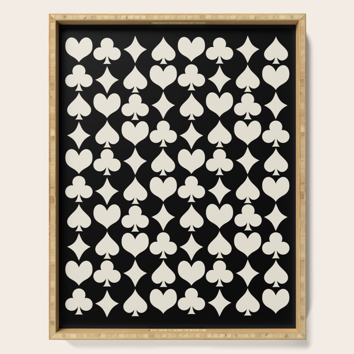 Card Suit Motifs I Black and White Serving Tray Gallery Image 1